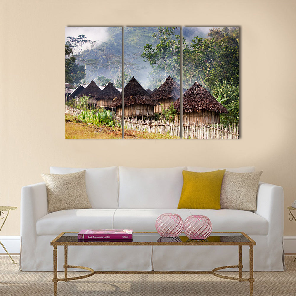 A traditional mountain village in Papua, Indonesia Multi panel canvas wall art