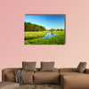 The small river in summertime of year, Belarus multi panel canvas wall art