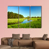 The small river in summertime of year, Belarus multi panel canvas wall art