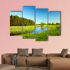 The small river in summertime of year, Belarus multi panel canvas wall art