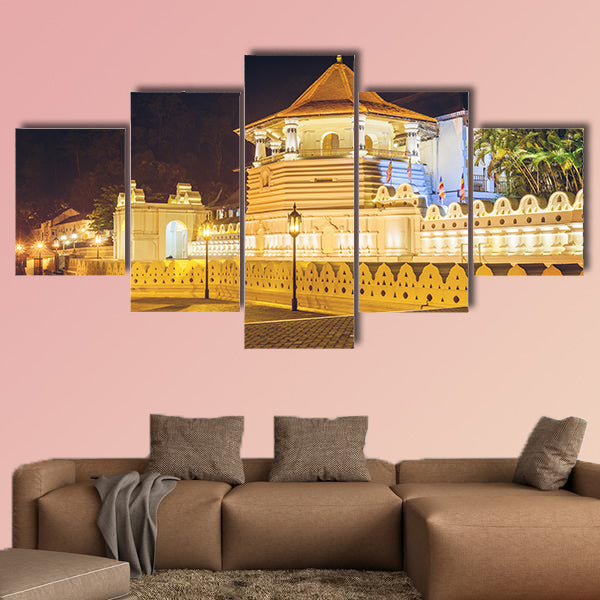 Night view of the Temple of the Buddha Tooth with lights, Kandy, Sri Lanka, Asia multi panel canvas wall art