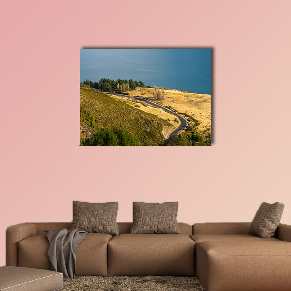 Aerial view of road along Lake Wakatipu, New Zealand multi panel canvas wall art