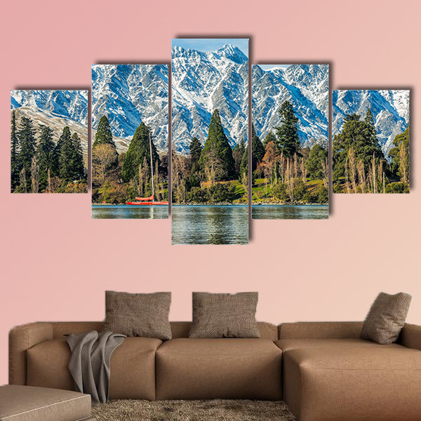 Panoramic view of Queenstown New Zealand multi panel canvas wall art