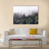 Forested mountain slope in low lying cloud  multi panel canvas wall art