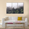 Forested mountain slope in low lying cloud  multi panel canvas wall art