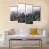 Forested mountain slope in low lying cloud  multi panel canvas wall art