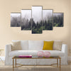 Forested mountain slope in low lying cloud  multi panel canvas wall art