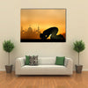 A Muslim Bowing Down In Front Of God Praying At Sunset Multi Panel Canvas Wall Art