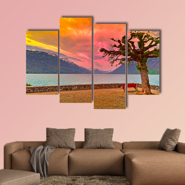 Embankment of the Lake Brienzer in Switzerland at Sunset wall art