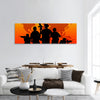 Silhouette of military soldier panoramic canvas wall art