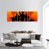 Silhouette of military soldier panoramic canvas wall art