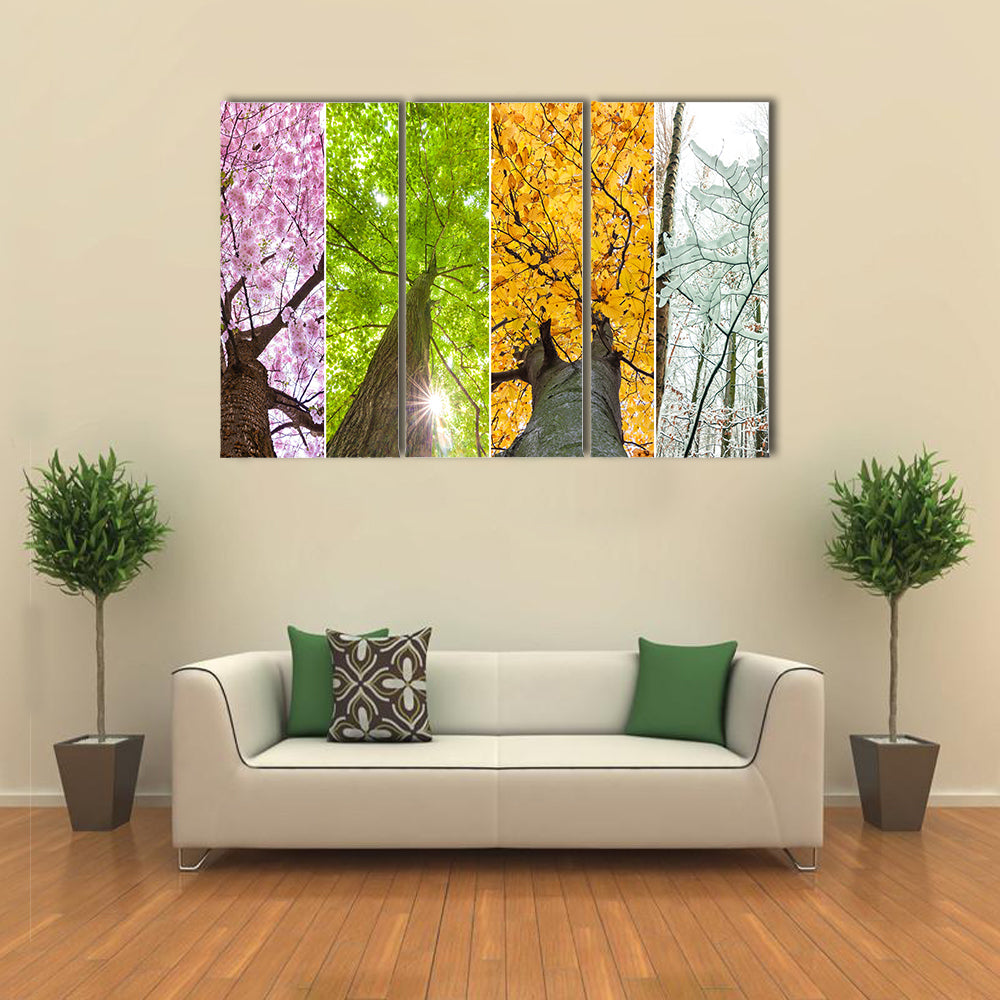 The Treetops Indicating The Four Seasons Of The Year, Multi Panel Canvas Wall Art