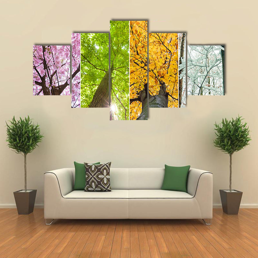 The Treetops Indicating The Four Seasons Of The Year, Multi Panel Canvas Wall Art