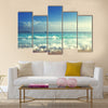 Beach in sunset time, tilt shift soft effect Multi panel canvas wall art