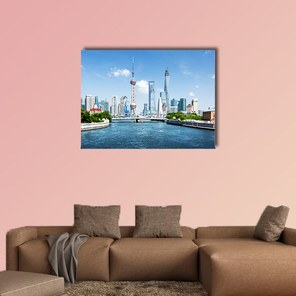 Shanghai skyline in sunny day, China multi panel canvas wall art