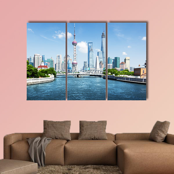  Shanghai skyline in sunny day, China multi panel canvas wall art