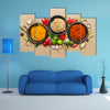 Spices for herb on brown paper background Multi panel canvas wall art