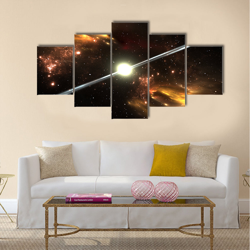 Great Pulsar highly magnetized, rotating neutron star Multi Panel Canvas Wall Art