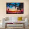 Sunset tropical beach Multi panel canvas wall art