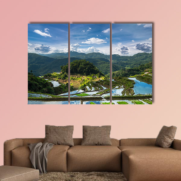Amazing panorama view of rice terraces fields in Ifugao province multi panel canvas wall art