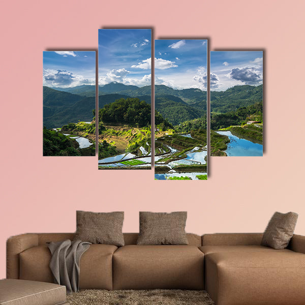 Amazing panorama view of rice terraces fields in Ifugao province multi panel canvas wall art