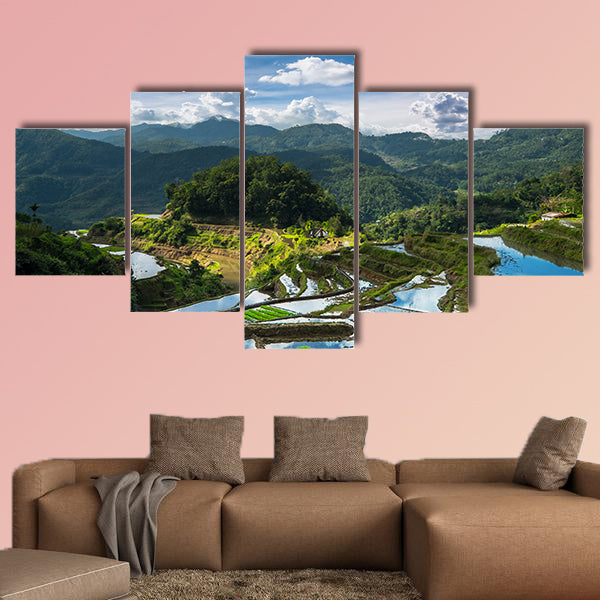 Amazing panorama view of rice terraces fields in Ifugao province multi panel canvas wall art
