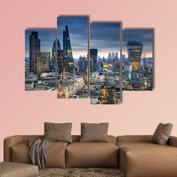 Panoramic view City of London multi panel canvas wall art