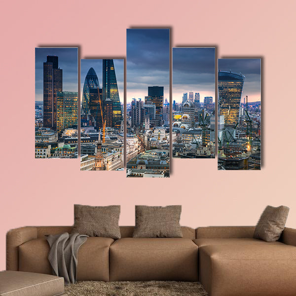 Panoramic view City of London multi panel canvas wall art