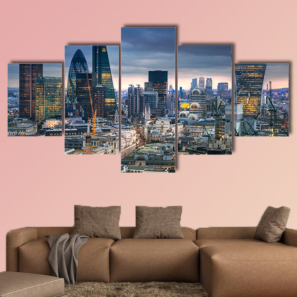 Panoramic view City of London multi panel canvas wall art
