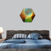 Far being shone nebula and star field against space hexagonal canvas wall art