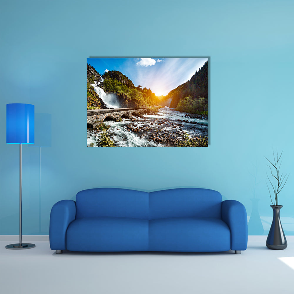 The Latefossen Waterfall Odda Norway multi panel canvas wall art