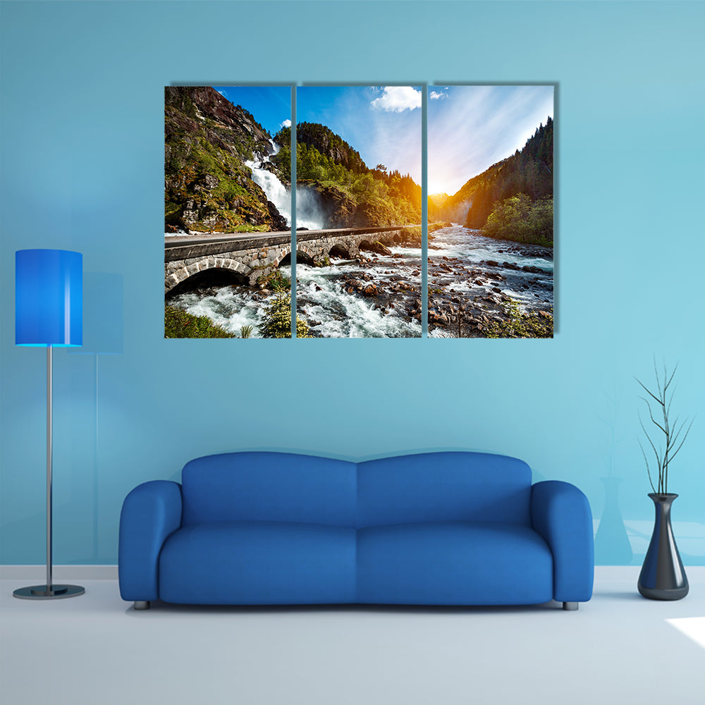 The Latefossen Waterfall Odda Norway multi panel canvas wall art