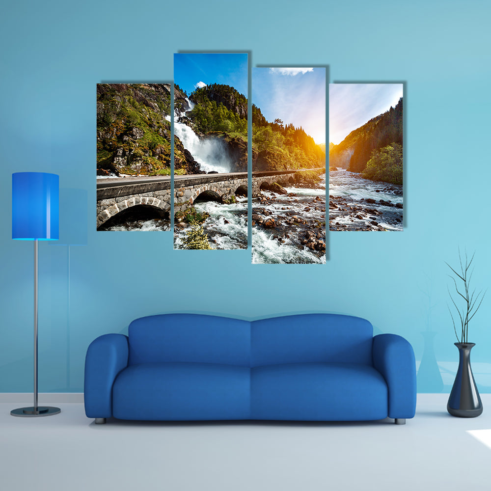 The Latefossen Waterfall Odda Norway multi panel canvas wall art