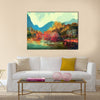 Painting of beautiful autumn forest,illustration Multi Panel Canvas Wall Art