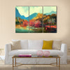 Painting of beautiful autumn forest,illustration Multi Panel Canvas Wall Art