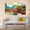 Painting of beautiful autumn forest,illustration Multi Panel Canvas Wall Art