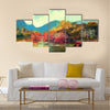 Painting of beautiful autumn forest,illustration Multi Panel Canvas Wall Art