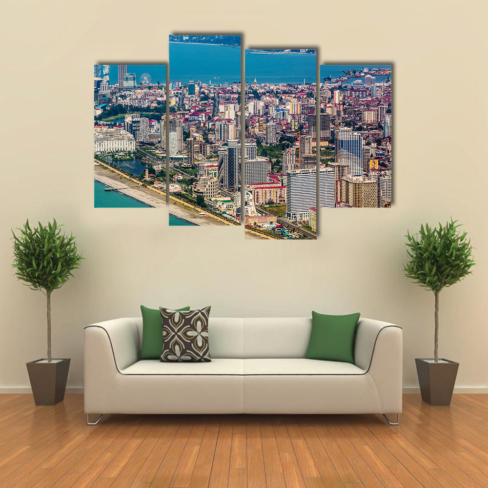 Aerial view of seaside city on Black Sea coast, Batumi, Georgia Multi panel canvas wall art