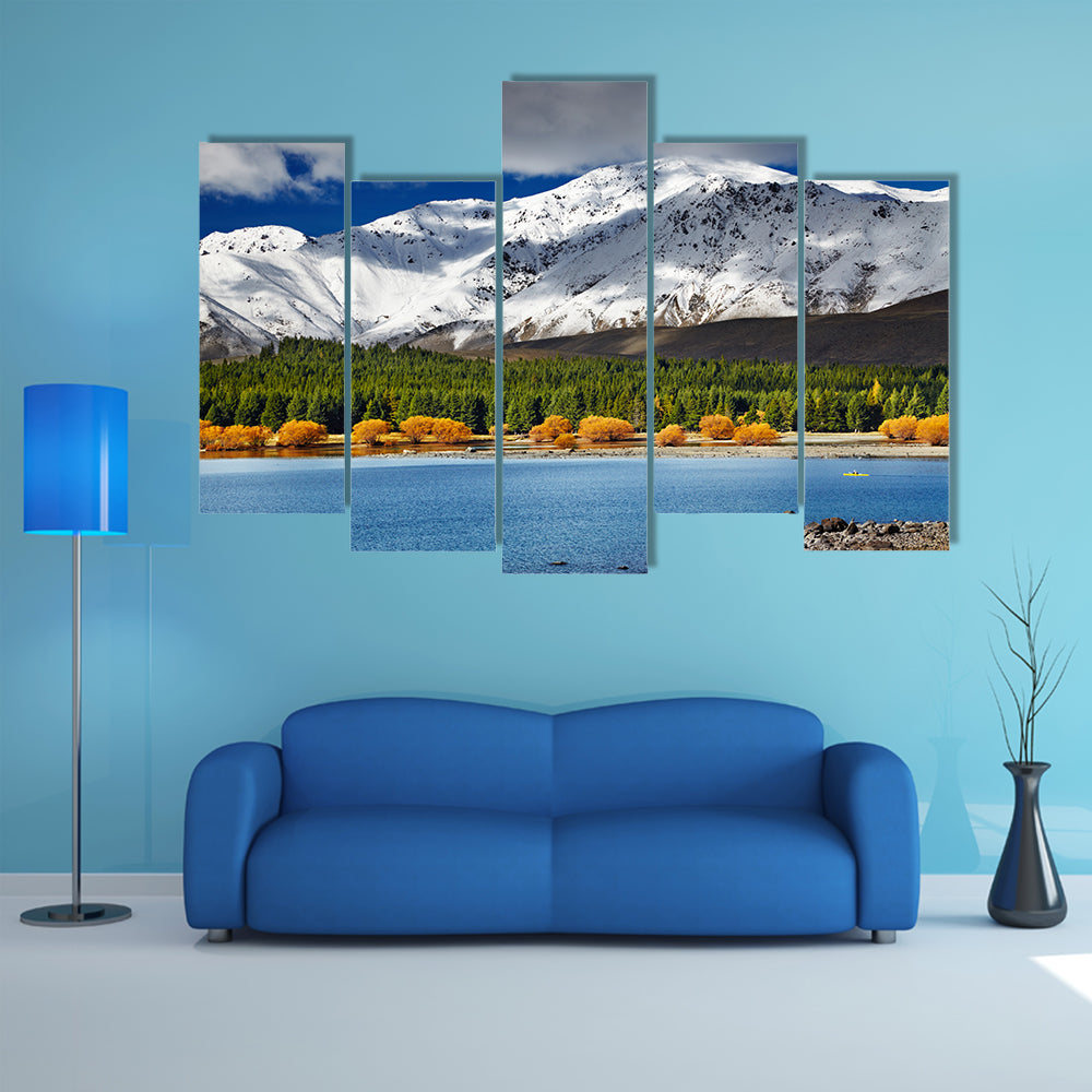 Mountain Landscape In Lake Tekapo New Zealand Multi Panel Canvas Wall Art