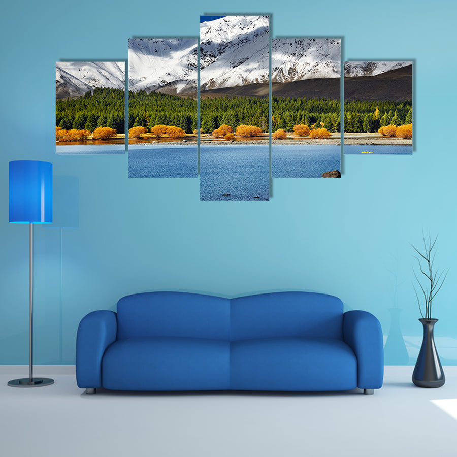 Mountain Landscape In Lake Tekapo New Zealand Multi Panel Canvas Wall Art