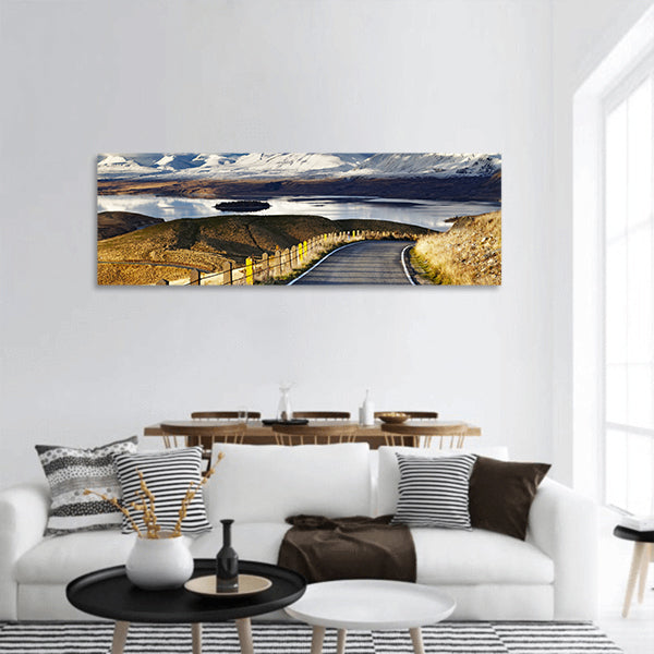 Alps and Lake Tekapo, Mount John, Mackenzie Country, panoramic canvas wall art