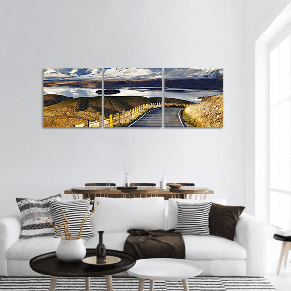 Alps and Lake Tekapo, Mount John, Mackenzie Country, panoramic canvas wall art