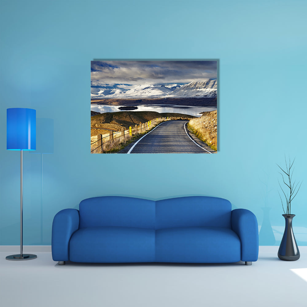 Southern Alps And Lake Tekapo View From Mount John, Mackenzie Country, New Zealand Multi Panel Canvas Wall Art