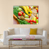 Abundance of fresh organic fruits and vegetables Multi panel canvas wall art