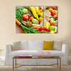 Abundance of fresh organic fruits and vegetables Multi panel canvas wall art