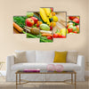 Abundance of fresh organic fruits and vegetables Multi panel canvas wall art