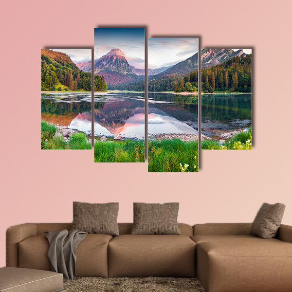 Colorful summer sunrise on the incredibly beautiful Swiss Lake Obersee, wall art