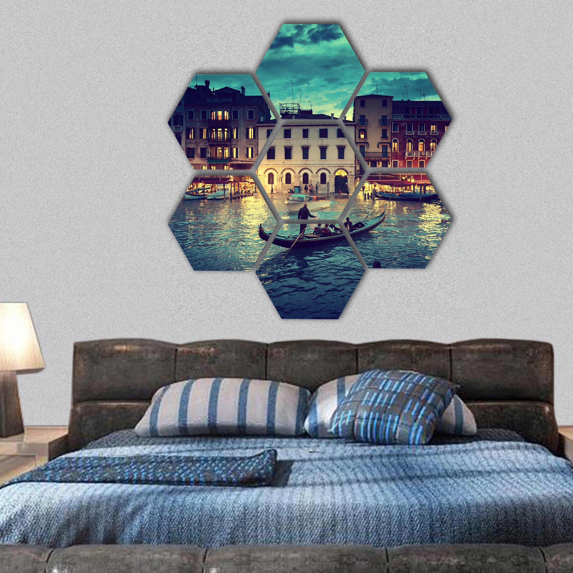 Grand Canal in sunset time, Venice, Italy hexagonal canvas wall art
