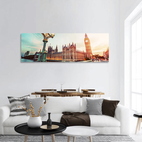 Big Ben Westminster Bridge, London, the UK Panoramic Canvas Wall Art
