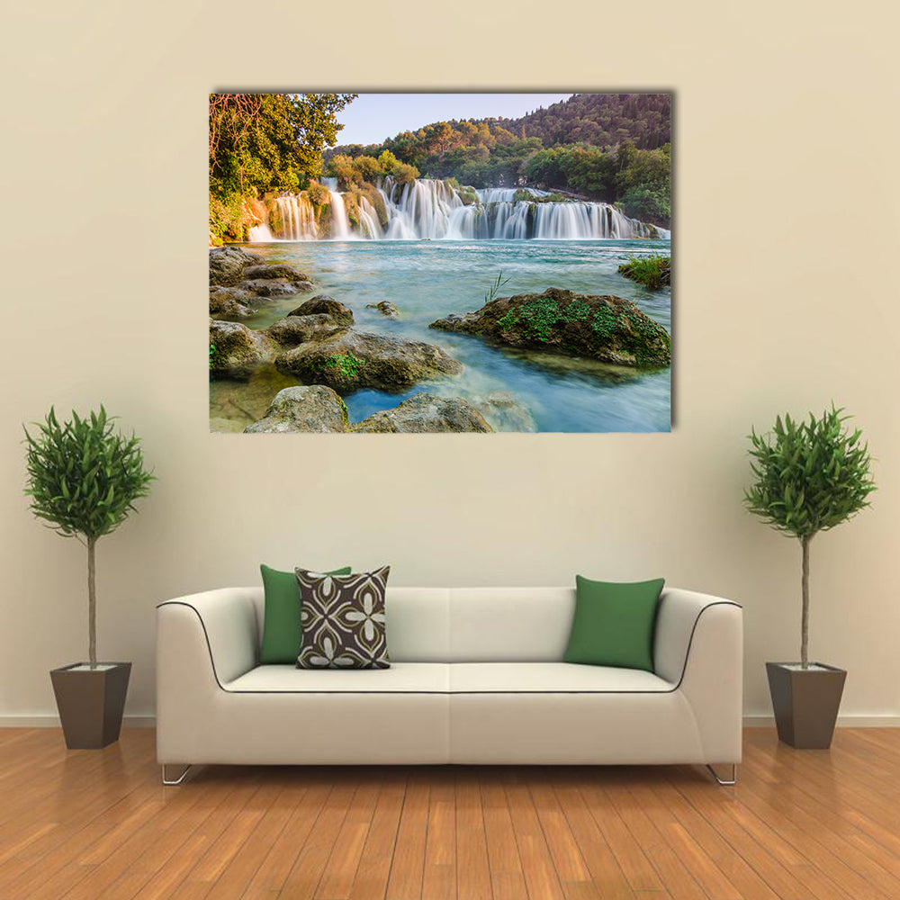 Krka river waterfalls, Dalmatia, Croatia Multi panel canvas wall art